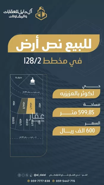 أرض للبيع في شارع ابو سعد بن النفيس, حي الكوثر, مدينة الخبر, المنطقة الشرقية صورة 2