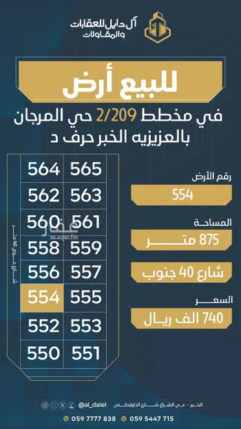 أرض للبيع في شارع ابو عبدالله السلمي, حي المرجان, مدينة الخبر, المنطقة الشرقية