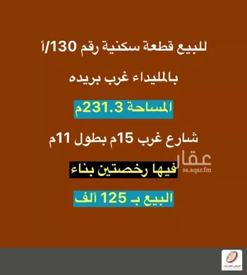 أرض للبيع في شارع اسيد ابن صفوان, حي 33ج, مدينة البصر, منطقة القصيم