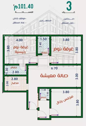شقة للبيع في شارع عاصم ابن قيس, حي الربوة, مدينة جدة, منطقة مكة المكرمة صورة 3
