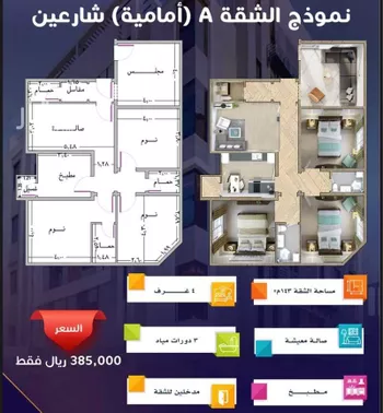 شقة للبيع في شارع مسيكة المكية, حي مريخ, مدينة جدة, منطقة مكة المكرمة صورة 4