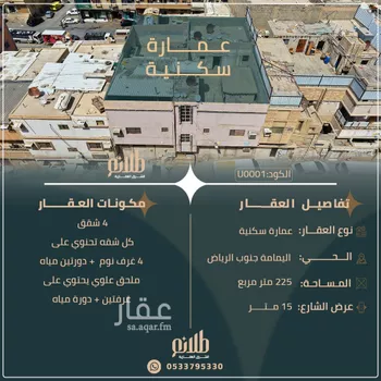 عمارة للبيع في شارع أبي الرضا البغدادي, حي اليمامة, مدينة الرياض, منطقة الرياض
