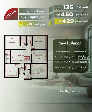 شقة للبيع في شارع عبدالله ابن ابي الدنيا, حي الصفاء, مدينة جدة, منطقة مكة المكرمة