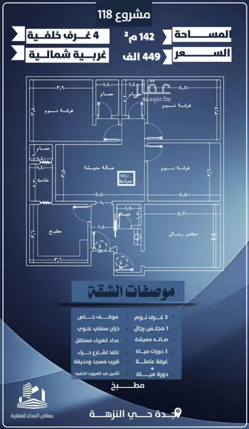 شقة للبيع في شارع احمد الرقيمي, حي النزهة, مدينة جدة, منطقة مكة المكرمة