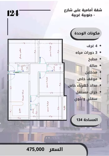 شقة للبيع في شارع الامير عبدالمجيد, حي الصواري, مدينة جدة, منطقة مكة المكرمة صورة 5