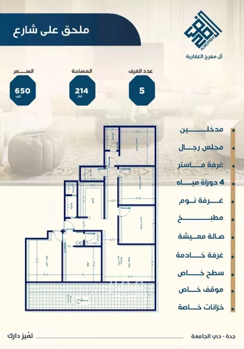 شقة للبيع في شارع ابن الشرف, حي الجامعة, مدينة جدة, منطقة مكة المكرمة صورة 3