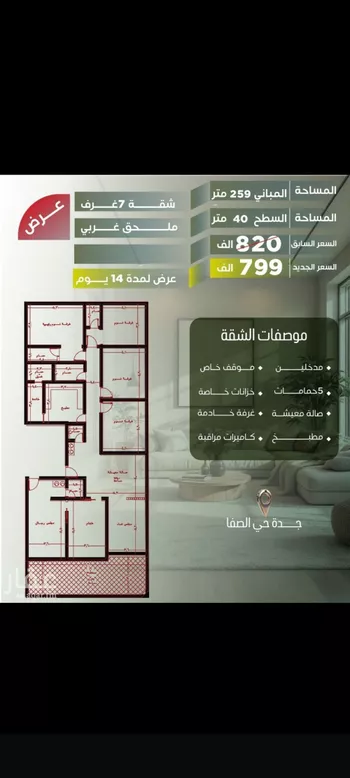 شقة للبيع في شارع يحيي بن نعيم, حي النزهة, مدينة جدة, منطقة مكة المكرمة صورة 4