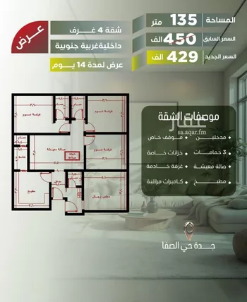 شقة للبيع في شارع بهجت الشهبندر, حي الصفاء, مدينة جدة, منطقة مكة المكرمة صورة 2