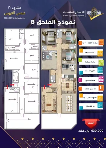 شقة للبيع في شارع مسيكة المكية, حي مريخ, مدينة جدة, منطقة مكة المكرمة صورة 2