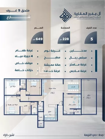 شقة للبيع في شارع الفتح بن خاقان, حي النزهة, مدينة جدة, منطقة مكة المكرمة صورة 5
