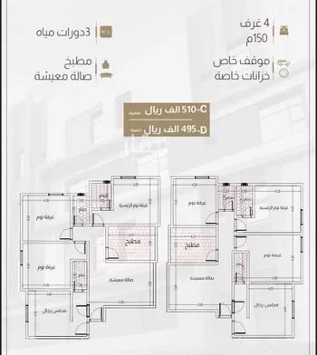 شقة للبيع في شارع الحارث بن عدي, حي الريان, مدينة جدة, منطقة مكة المكرمة