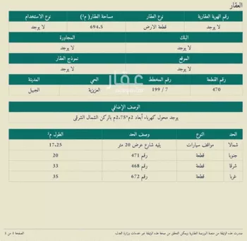 أرض للبيع في شارع العلاء بن سعد ، حي الروضة ، الجبيل ، الجبيل