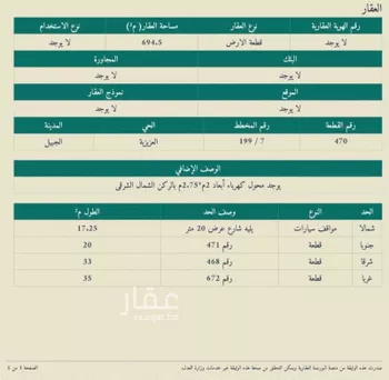 أرض للبيع في شارع العزيزية 10 ، حي العزيزية ، الجبيل ، الجبيل