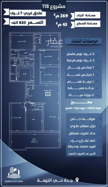 شقة للبيع في حي النزهة, مدينة جدة, منطقة مكة المكرمة صورة 2