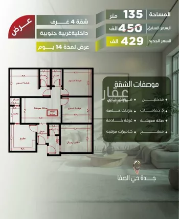 شقة للبيع في شارع أبو الحسن التميمى, حي الصفاء, مدينة جدة, منطقة مكة المكرمة صورة 5