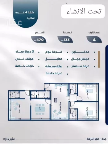 شقة للبيع في شارع محمد بن اسعد العظم, حي النزهة, مدينة جدة, منطقة مكة المكرمة
