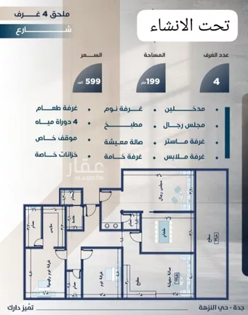 شقة للبيع في شارع محمد بن اسعد العظم, حي النزهة, مدينة جدة, منطقة مكة المكرمة