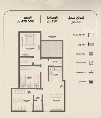 شقة للبيع في شارع عمر بن الحاجب, حي الريان, مدينة جدة, منطقة مكة المكرمة