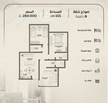 شقة للبيع في شارع عمر بن الحاجب, حي الريان, مدينة جدة, منطقة مكة المكرمة صورة 2