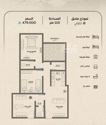 شقة للبيع في شارع عمر بن الحاجب, حي الريان, مدينة جدة, منطقة مكة المكرمة
