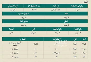 أرض للإيجار في شارع 2905511, حي الشراع, مدينة الخبر, المنطقة الشرقية