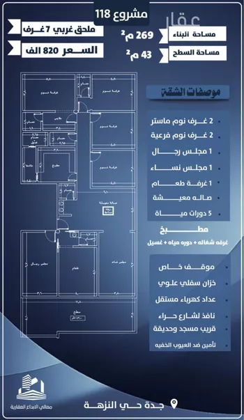 شقة للبيع في شارع احمد الرقيمي, حي النزهة, مدينة جدة, منطقة مكة المكرمة صورة 5