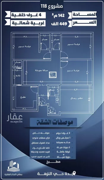 شقة للبيع في شارع احمد الرقيمي, حي النزهة, مدينة جدة, منطقة مكة المكرمة