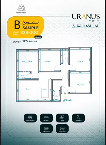 شقة للبيع في شارع ابن رواحة, حي الريان, مدينة جدة, منطقة مكة المكرمة صورة 2