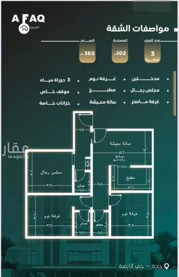 شقة للبيع في شارع طريق الملك فهد, حي النزهة, مدينة جدة, منطقة مكة المكرمة صورة 2