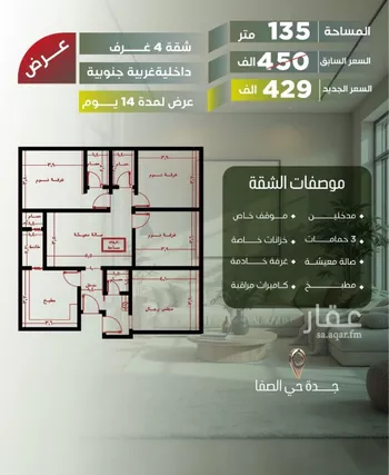 شقة للبيع في شارع ابن وهاس, حي الصفاء, مدينة جدة, منطقة مكة المكرمة