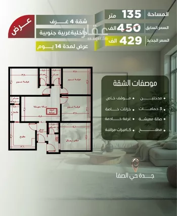 شقة للبيع في شارع أبو الحسن التميمى, حي الصفاء, مدينة جدة, منطقة مكة المكرمة صورة 3