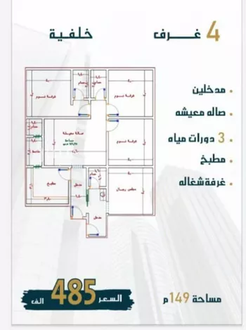 شقة للبيع في شارع الامير عبدالمجيد, حي الصواري, مدينة جدة, منطقة مكة المكرمة صورة 2