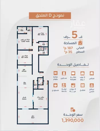 شقة للبيع في شارع عبدالله التوزي, حي النهضة, مدينة جدة, منطقة مكة المكرمة صورة 4