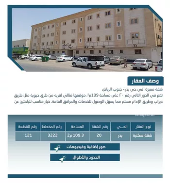 شقة للبيع في شارع الاستقامة, حي بدر, مدينة الرياض, منطقة الرياض