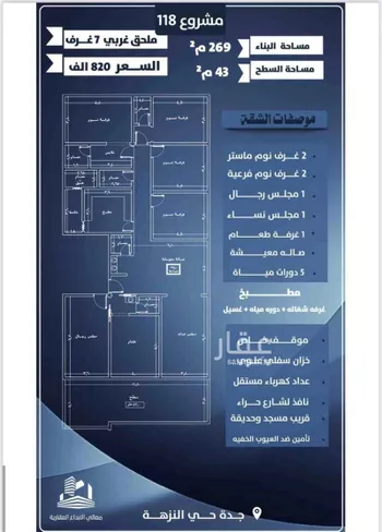 شقة للبيع في شارع يحيي بن نعيم, حي النزهة, مدينة جدة, منطقة مكة المكرمة صورة 3