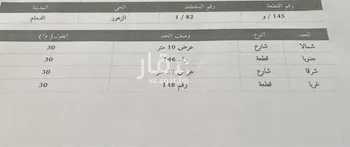أرض للبيع في شارع ابو هريرة, حي الزهور, مدينة الدمام, المنطقة الشرقية صورة 2