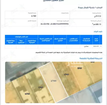 أرض للبيع في شارع الدغيبيه, حي الرحاب, مدينة بريده, منطقة القصيم