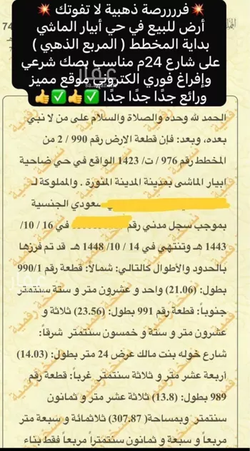 أرض للبيع في شارع الصريف, حي ابيار الماشي, مدينة المدينه المنوره, منطقة المدينة المنورة صورة 3