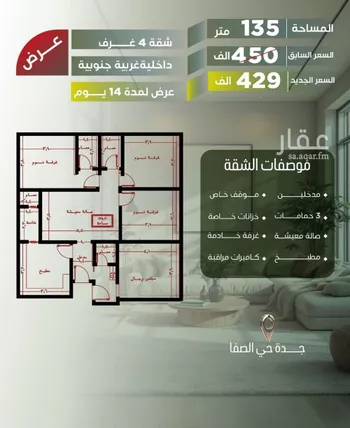 شقة للبيع في شارع أبو الحسن التميمى, حي الصفاء, مدينة جدة, منطقة مكة المكرمة