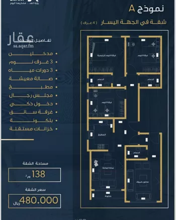 شقة للبيع في شارع الفريق, حي العزيزية, مدينة جدة, منطقة مكة المكرمة صورة 3
