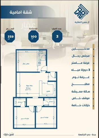 شقة للبيع في شارع ابن الشرف, حي الجامعة, مدينة جدة, منطقة مكة المكرمة صورة 3