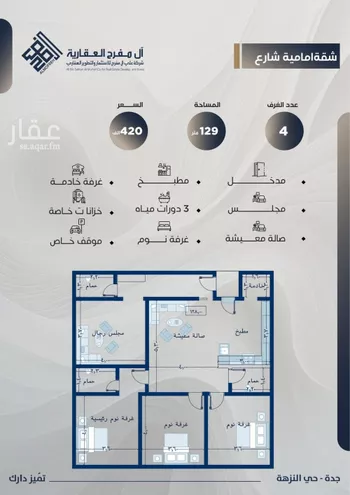 شقة للبيع في شارع ثريبان بارق, حي النزهة, مدينة جدة, منطقة مكة المكرمة صورة 4