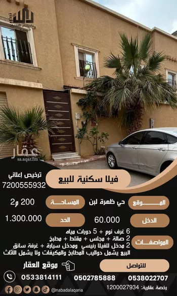 فيلا للبيع في شارع رقم 349, حي ظهرة لبن, مدينة الرياض, منطقة الرياض صورة 2