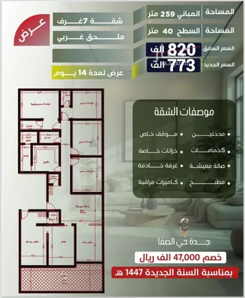 شقة للبيع في شارع أحمد الرقيمى, حي النزهة, مدينة جدة, منطقة مكة المكرمة