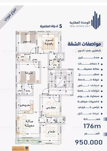 شقة للبيع في شارع ابو اميه الشعباني, حي النعيم, مدينة جدة, منطقة مكة المكرمة صورة 2