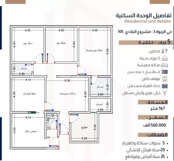 شقة للبيع في شارع الحسين بن رواحة, حي الربوة, مدينة جدة, منطقة مكة المكرمة