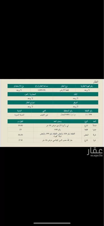أرض للبيع في شارع جارالله محب الدين الهاشمي, حي عين الخيف, مدينة المدينه المنوره, منطقة المدينة المنورة