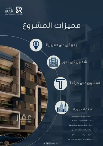 شقة للبيع في شارع وادي العقيق, حي العزيزية, مدينة جدة, منطقة مكة المكرمة