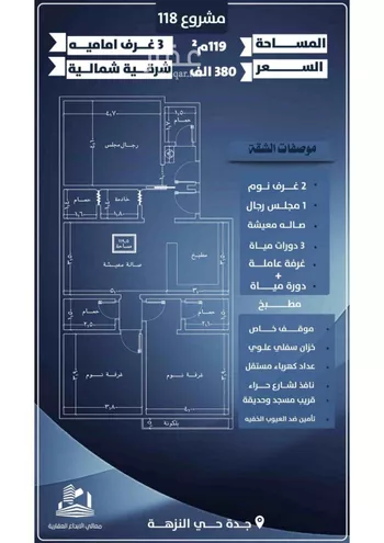 شقة للبيع في شارع احمد الرقيمي, حي النزهة, مدينة جدة, منطقة مكة المكرمة صورة 2