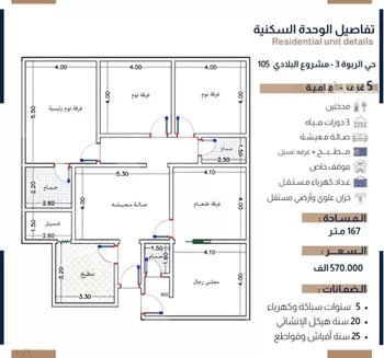 شقة للبيع في شارع الحسين بن رواحة, حي الربوة, مدينة جدة, منطقة مكة المكرمة صورة 4